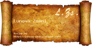 Lunova Zseni névjegykártya